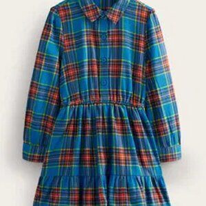 Mini Boden Girls Plaid Flannel Dress Size 8/9 in Blue
